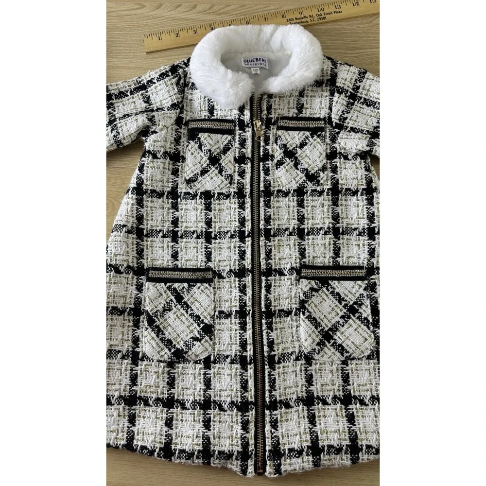 Blueberi Boulevard 24M Girls Boucle Coat Dress Beret 3 Pc Holiday Outfit